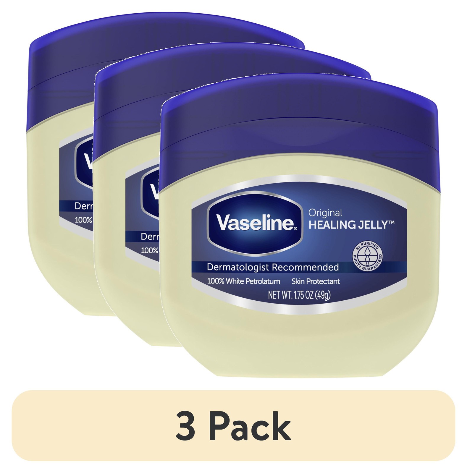 Vaseline Healing Jelly for Dry Cracked Skin and Eczema Relief Original 100% Pure Petroleum Jelly  1.75 Oz