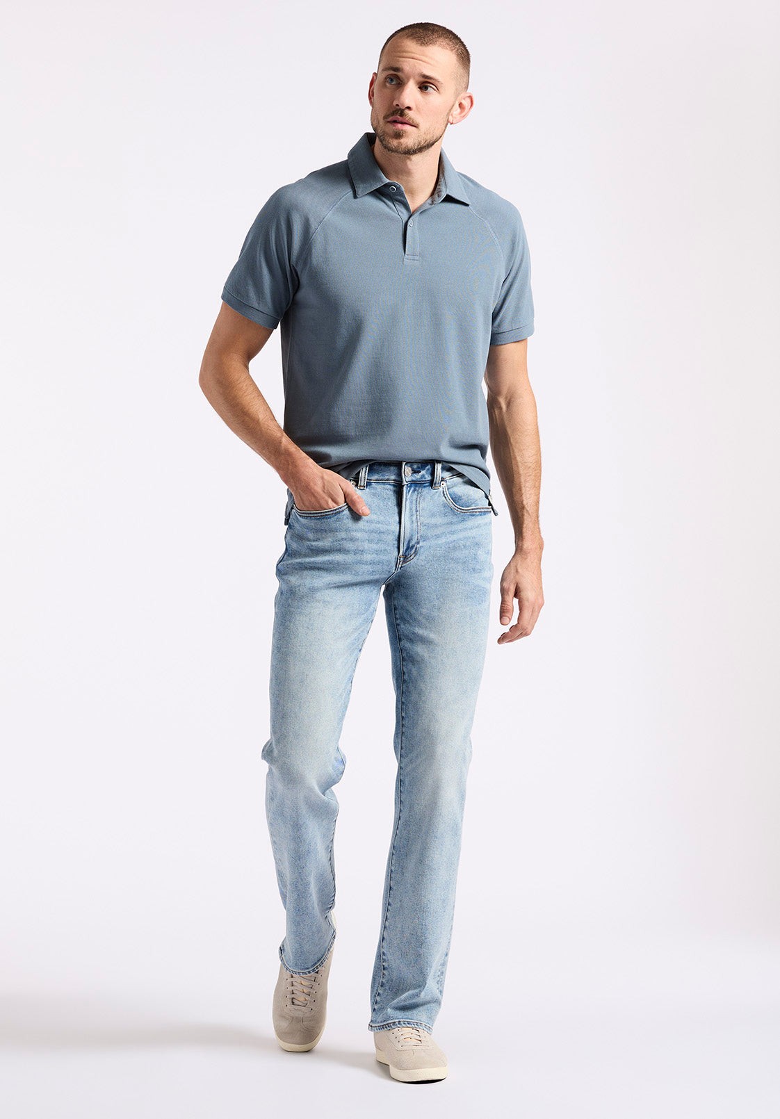 Buffalo Jeans Men's Slim Bootcut King Jeans, Sanded and Whiskered Blue - Size: 33 thumbnail