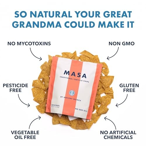 MASA CHIPS - Tortilla Chips Snack Pack - Seed Oil Free, Naturally Grown Corn Chips - Low Carb Snacks - Made with Grass Fed Tallow & Sea Salt Tortilla  thumbnail