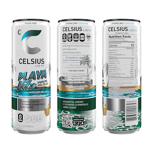 CELSIUS Sparkling Playa Vibe, Functional Energy Drink 12 Fl Oz (Pack of 12) thumbnail