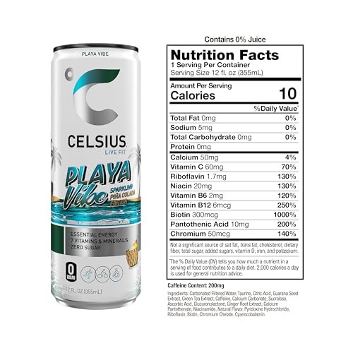 CELSIUS Sparkling Playa Vibe, Functional Energy Drink 12 Fl Oz (Pack of 12) thumbnail
