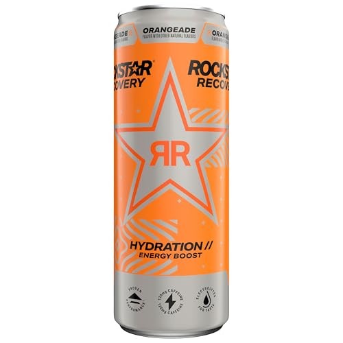 Rockstar Energy Drink with Caffeine Taurine and Electrolytes, Recovery Orange, 12 Fl Oz Cans (6 Pack) thumbnail