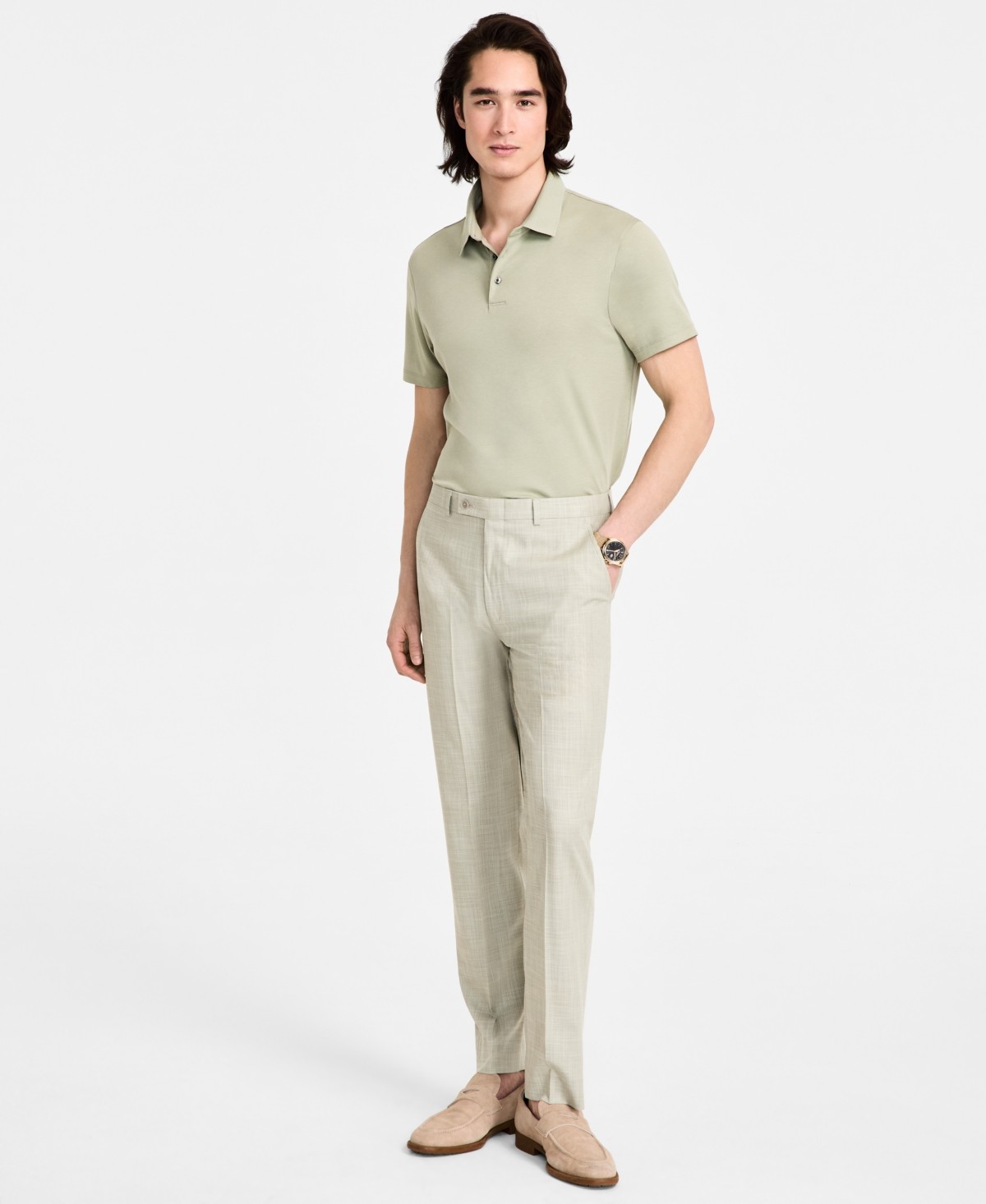 calvin klein men's slim-fit solid dress pants Shop Calvin Klein Slim Fit Gray Washable Dress Pants main image 0