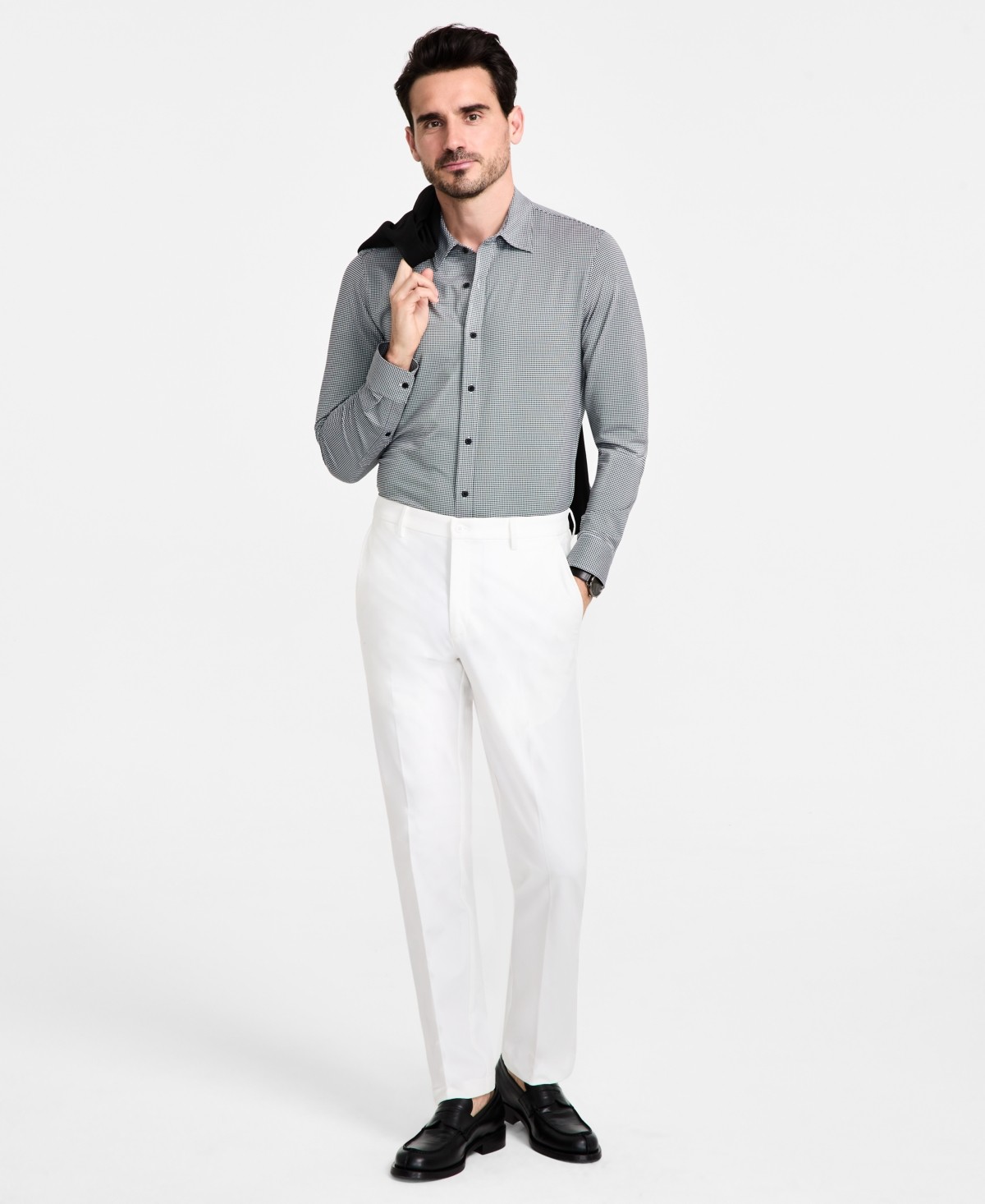 Michael Kors Men's Classic-Fit Cotton-Blend Dress Pants - Offwhite - Size 38x32