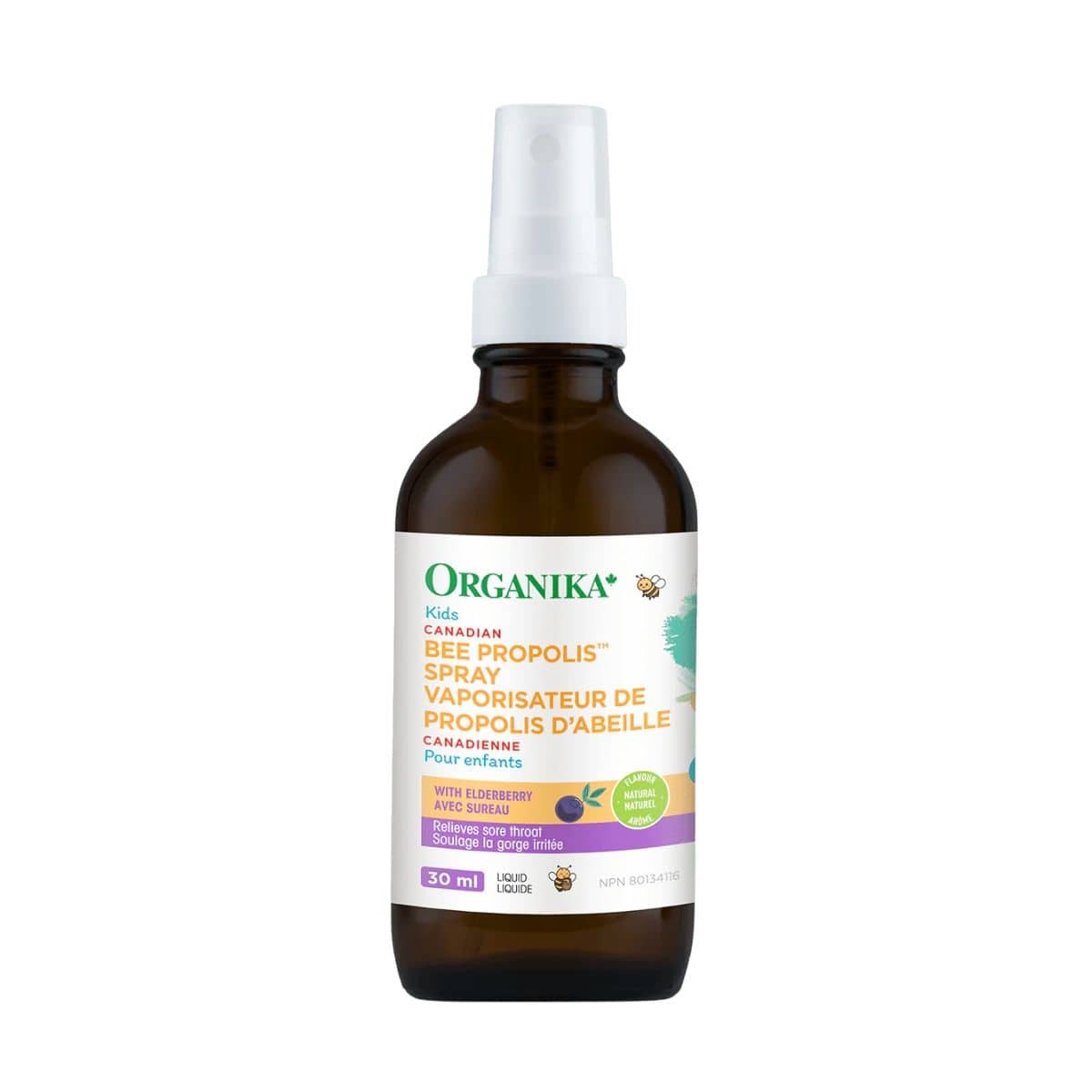 Organika Kids Canadian Bee Propolis Spray with Elderberry, 30ml