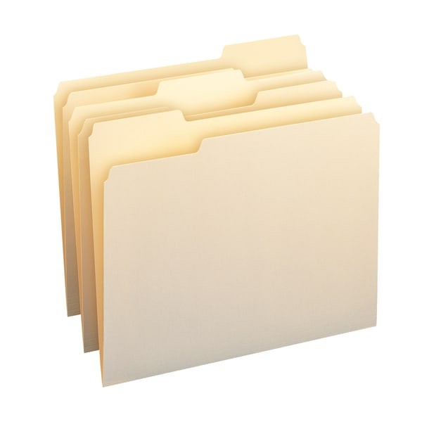 office depot brand file folders, 1/3 cut, letter size, manila, pack of 250