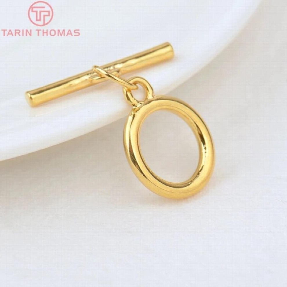 (3251)4 Sets O:15MM T:22MM 24K Plated Brass O Toggle Bracelet Clasps High Jewelry Findings
