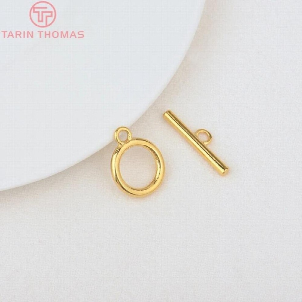(3251)4 Sets O:15MM T:22MM 24K Plated Brass O Toggle Bracelet Clasps High Jewelry Findings thumbnail