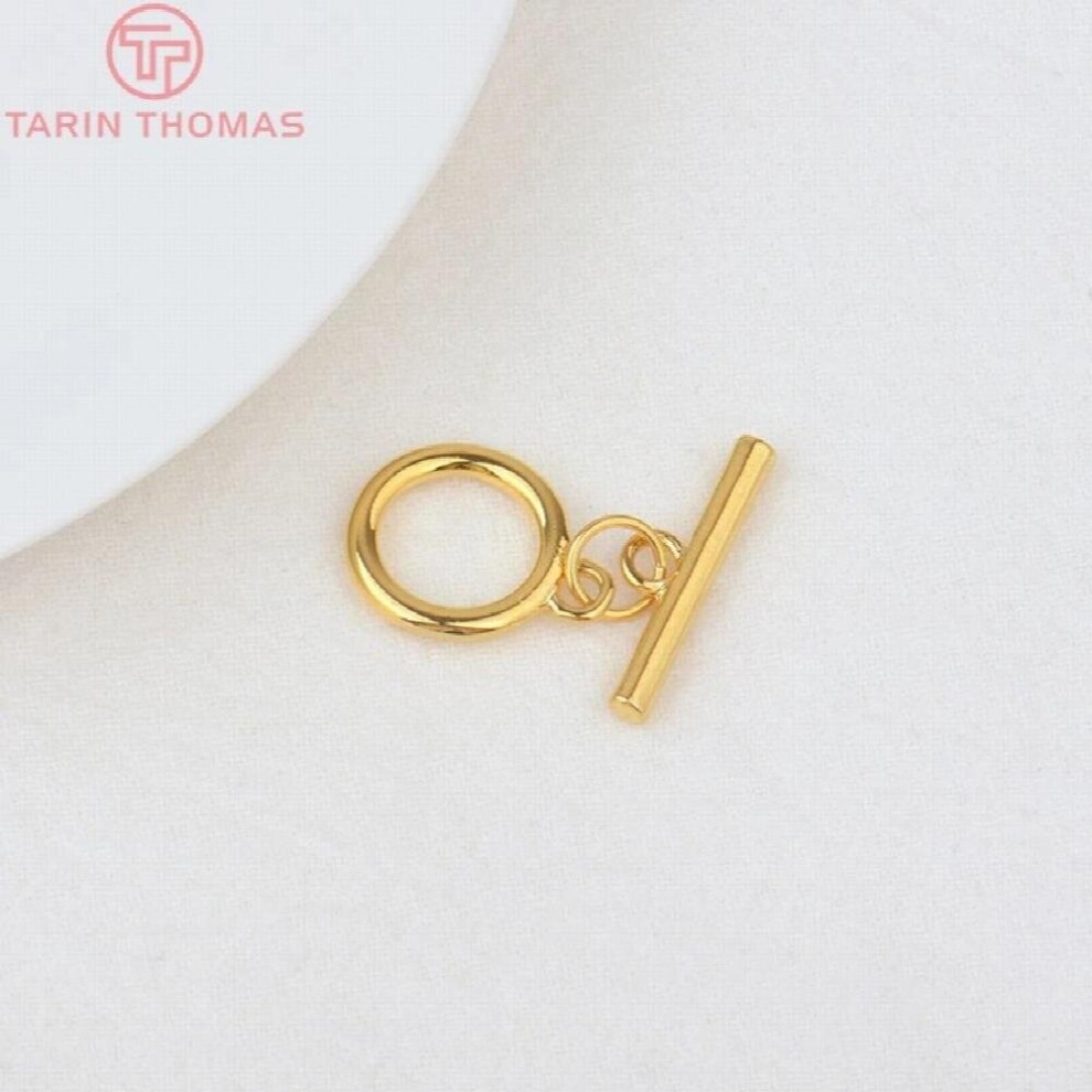 (3251)4 Sets O:15MM T:22MM 24K Plated Brass O Toggle Bracelet Clasps High Jewelry Findings thumbnail