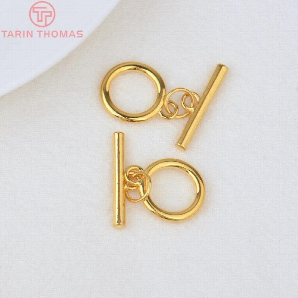 (3251)4 Sets O:15MM T:22MM 24K Plated Brass O Toggle Bracelet Clasps High Jewelry Findings thumbnail