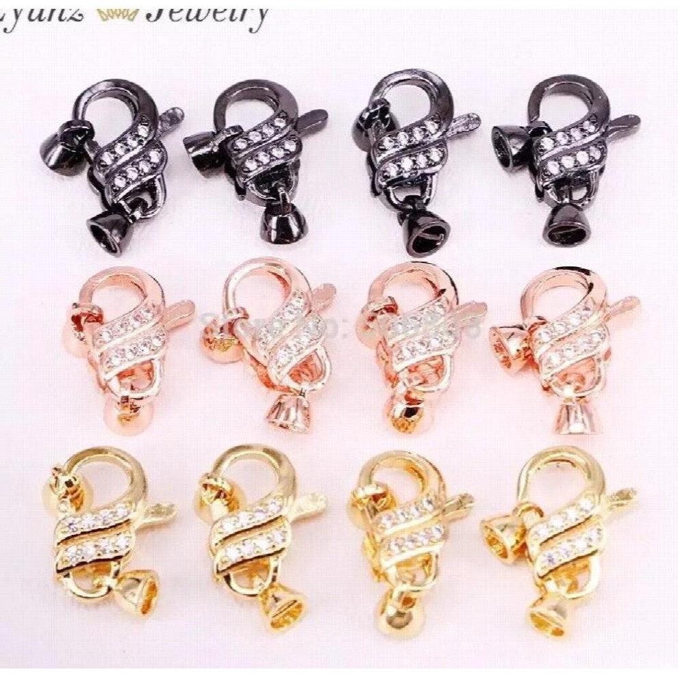 5PCS ZYZ324-9764 Micro Pave Clasps, Pave Lobster Claw Clasps, Pave Findings, Lobster Clasp Findings