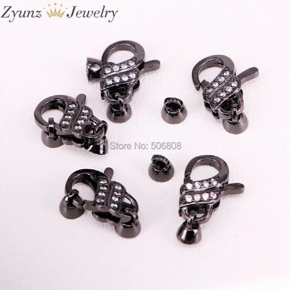 5PCS ZYZ324-9764 Micro Pave Clasps, Pave Lobster Claw Clasps, Pave Findings, Lobster Clasp Findings thumbnail