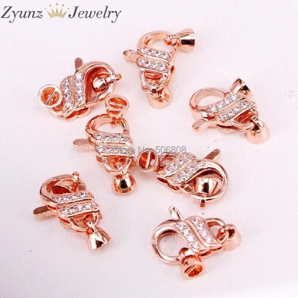 5PCS ZYZ324-9764 Micro Pave Clasps, Pave Lobster Claw Clasps, Pave Findings, Lobster Clasp Findings thumbnail