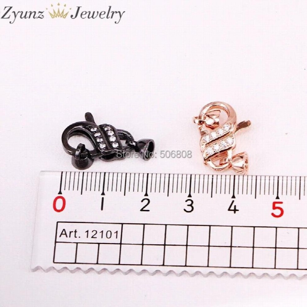 5PCS ZYZ324-9764 Micro Pave Clasps, Pave Lobster Claw Clasps, Pave Findings, Lobster Clasp Findings thumbnail