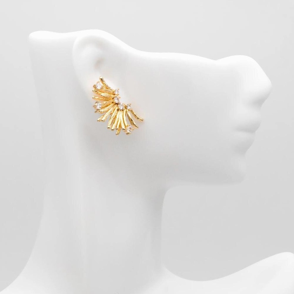 4pcs CZ Paved Flower Earring, Plated Brass, for Jewelry Making Diy Material Supplies (GB-3443) thumbnail