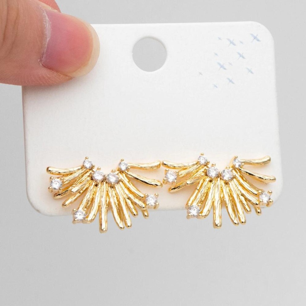 4pcs CZ Paved Flower Earring, Plated Brass, for Jewelry Making Diy Material Supplies (GB-3443) thumbnail