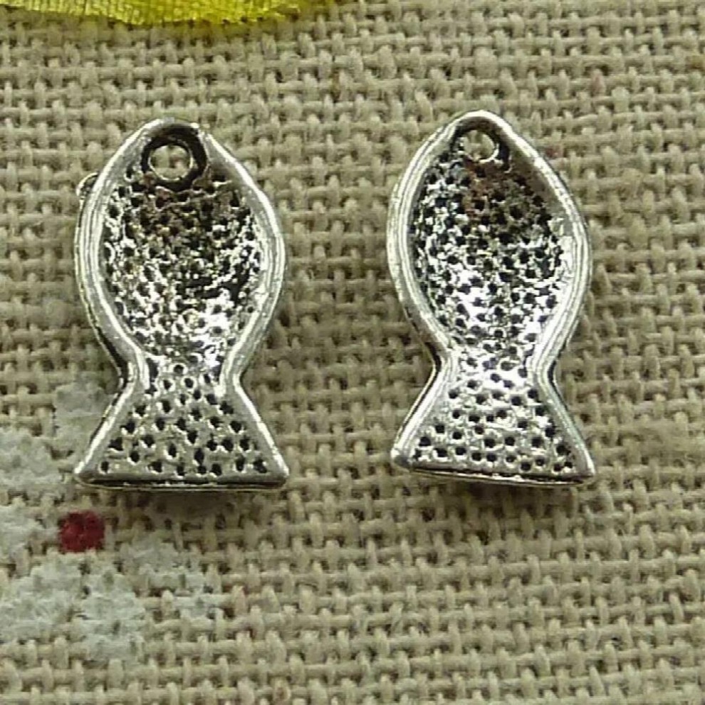 420 Pieces Tibetan Silver Fish Charms 14x7mm #3619 thumbnail