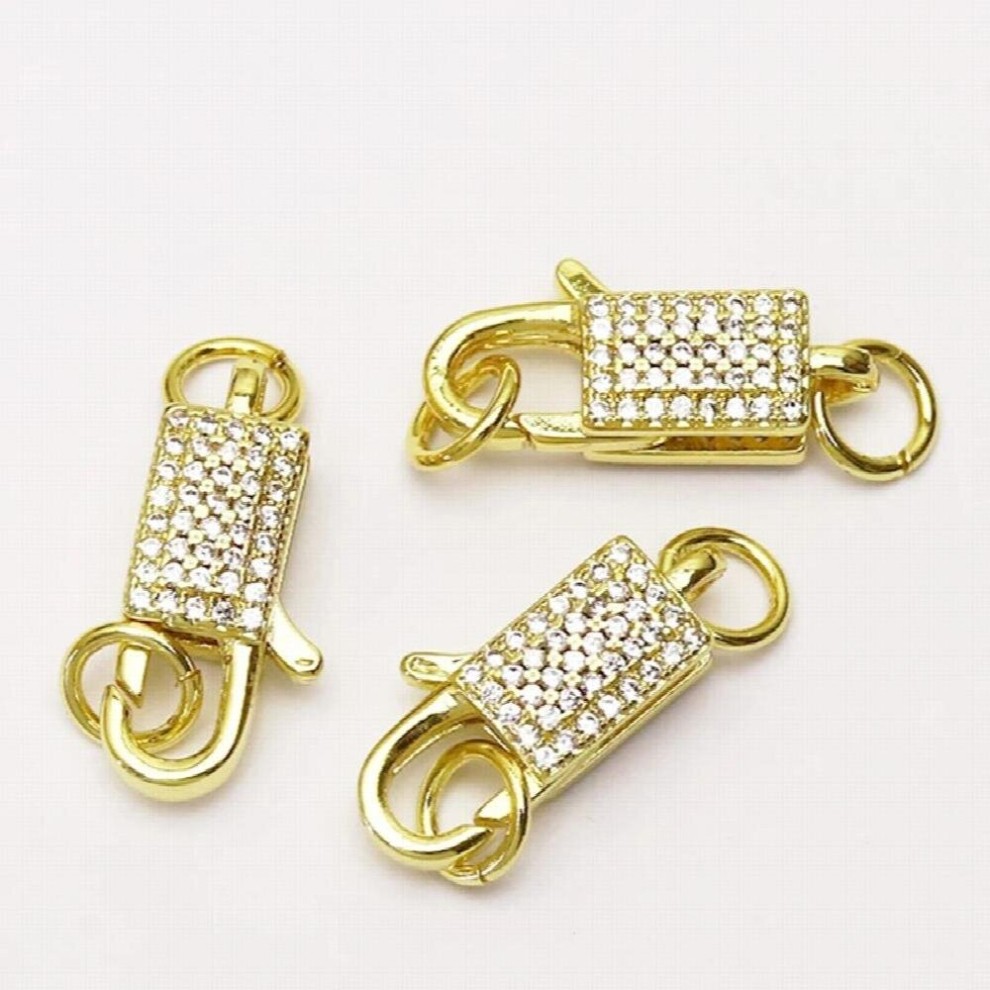 10Pcs Lobster Clasp Pendants Zircon Lobster Zircon Clasp Accessories Clasp for Jewelry Making 7287