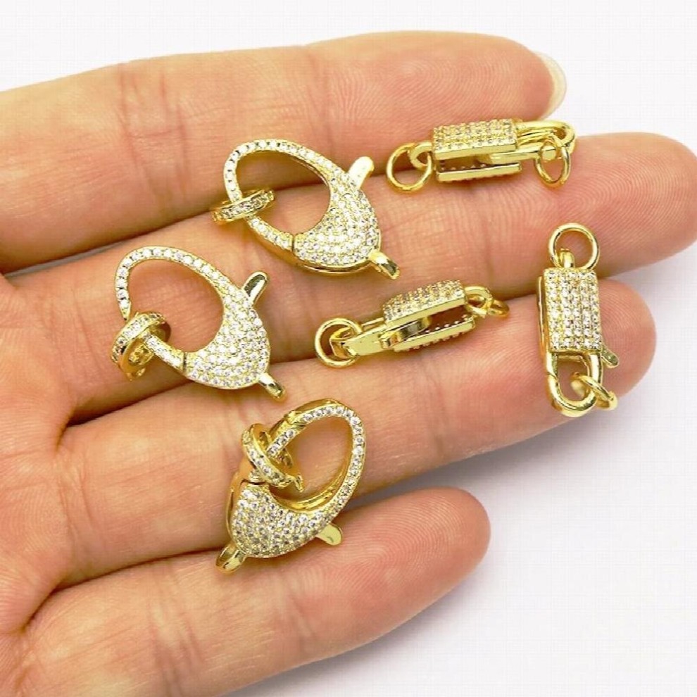 10Pcs Lobster Clasp Pendants Zircon Lobster Zircon Clasp Accessories Clasp for Jewelry Making 7287 thumbnail