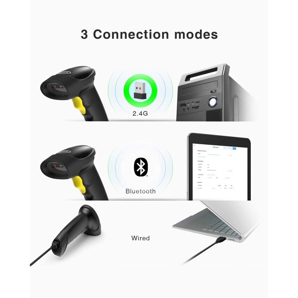 Inateck 2D Barcode Scanner Wireless, Bluetooth QR Code Scanner, 2D Imager with 2000mAh Battery, BCST-50 thumbnail