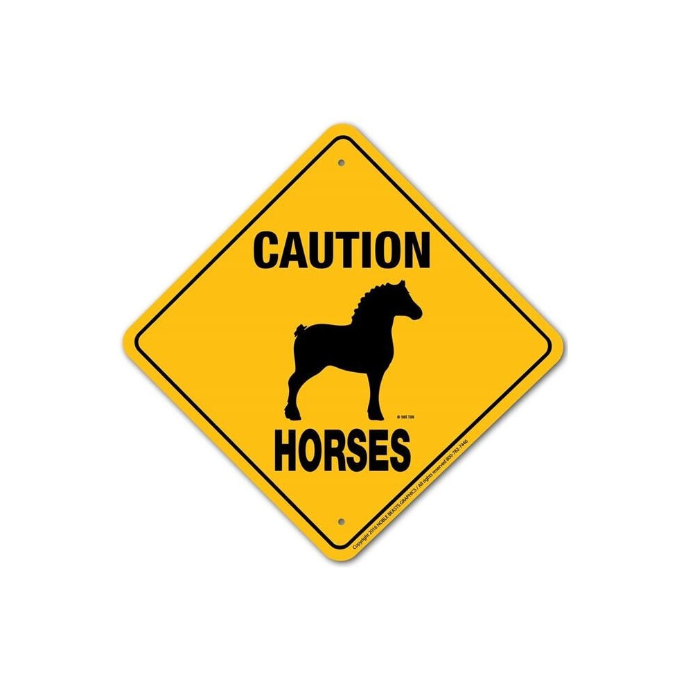 Noble Beasts Graphics 21320 Caution Horses (Draft Horse) Xing Sign Aluminum 12 in X 12 in 0