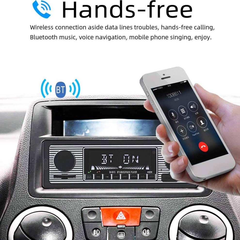 1 DIN Retro Car Stereo Audio Automotive Bluetooth with USB USB/SD/AUX Card FM MP3 Player PC Type:-5513 thumbnail