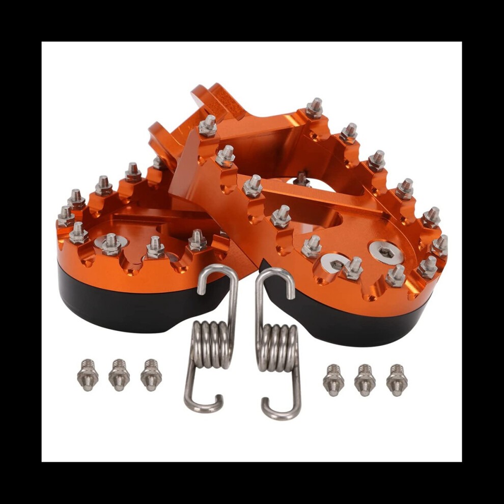 Motorcycle Foot Pegs Pedals with Wear-Resistant Block for 50Sx 09-22/65Sx 09-22/350 -F 14-15/85Sx 03-17 (Orange)