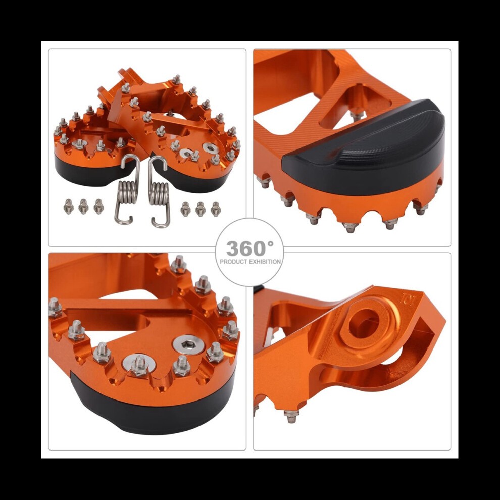 Motorcycle Foot Pegs Pedals with Wear-Resistant Block for 50Sx 09-22/65Sx 09-22/350 -F 14-15/85Sx 03-17 (Orange) thumbnail