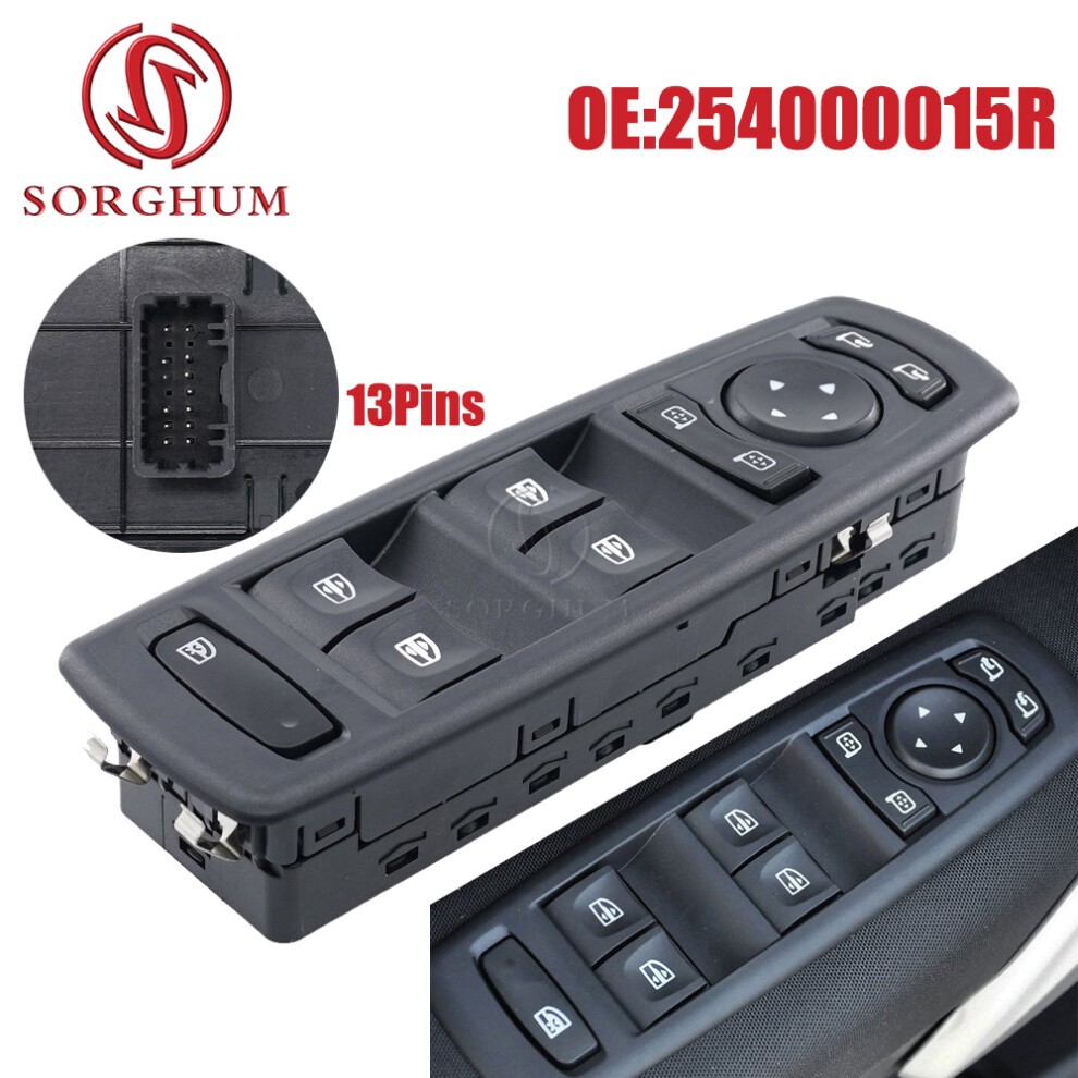 SORGHUM Electric Power Window Master Control Switch Button for Renault Megane Laguna 2008-2016 254000015R 25400-0015R Accessory