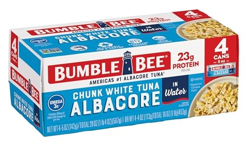 (6 Pack) Bumble Bee Chunk White Albacore Tuna in Water  Wild Caught  Gluten Free  Shelf Stable Can  5 Oz (Pack of 4)