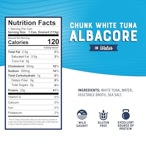 (6 Pack) Bumble Bee Chunk White Albacore Tuna in Water  Wild Caught  Gluten Free  Shelf Stable Can  5 Oz (Pack of 4) thumbnail
