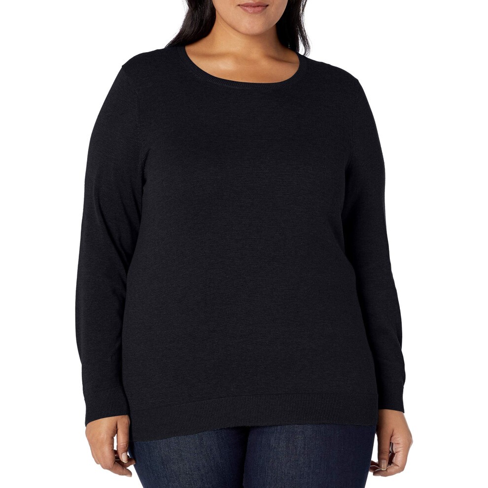 Amazon Essentials Women's Long-Sleeve Lightweight Crewneck Sweater Available in Plus Size  Black  6X thumbnail