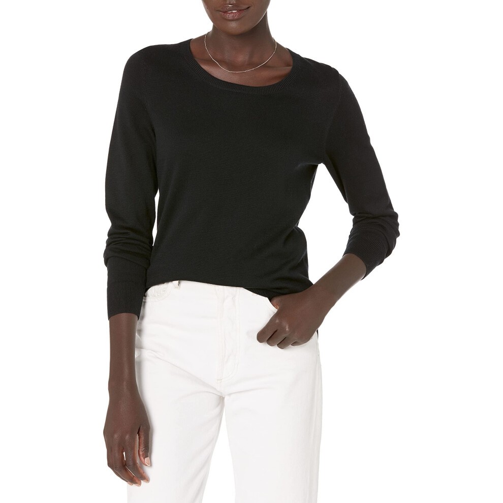 Amazon Essentials Women's Long-Sleeve Lightweight Crewneck Sweater Available in Plus Size  Black  1X
