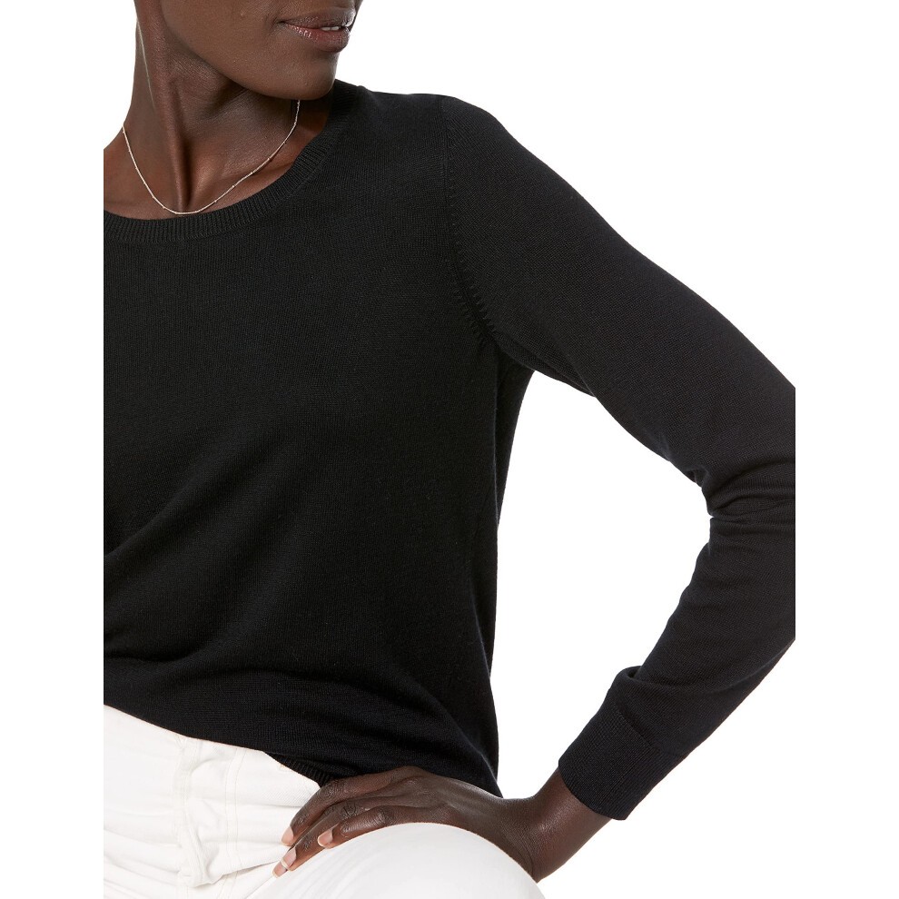 Amazon Essentials Women's Long-Sleeve Lightweight Crewneck Sweater Available in Plus Size  Black  1X thumbnail