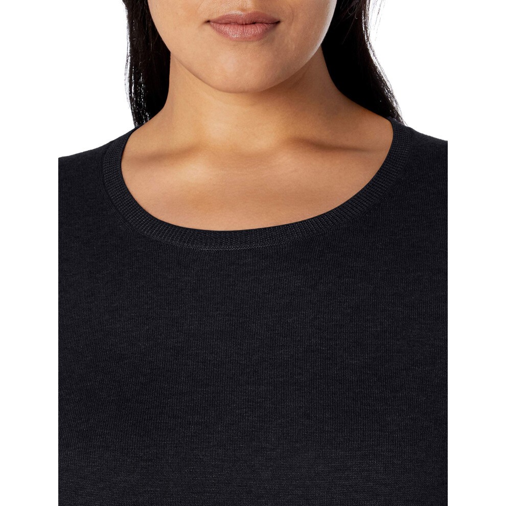 Amazon Essentials Women's Long-Sleeve Lightweight Crewneck Sweater Available in Plus Size  Black  1X thumbnail