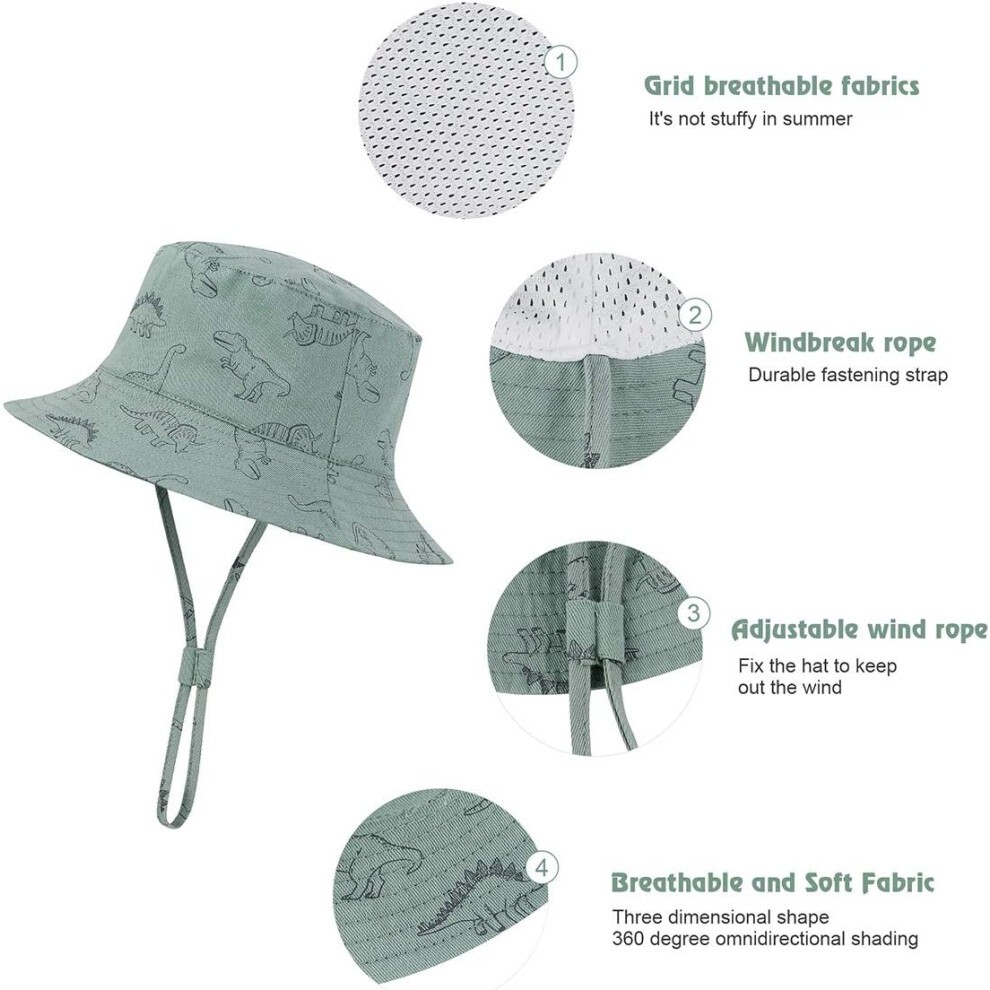 (12-24 Months, 03 Seaweed Blue) Baby Sun Hat UPF 50  Sun Protective Toddler Bucket Hat Summer Kids Beach Hats Wide Brim Outdoor Play Hat for Boys Girl thumbnail
