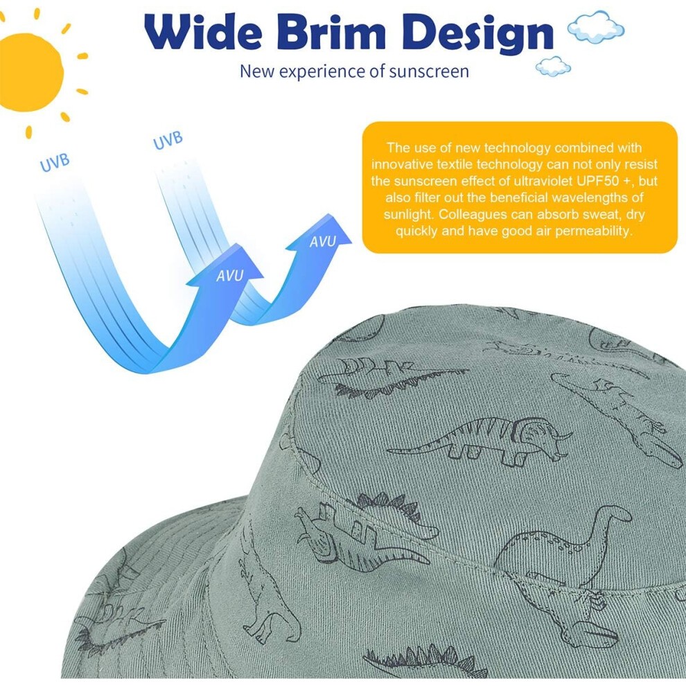 (12-24 Months, 03 Seaweed Blue) Baby Sun Hat UPF 50  Sun Protective Toddler Bucket Hat Summer Kids Beach Hats Wide Brim Outdoor Play Hat for Boys Girl thumbnail
