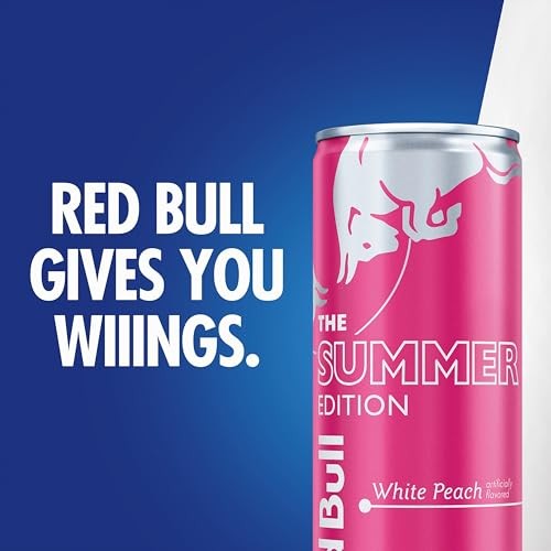 Red Bull Summer Edition Energy Drink, White Peach, 12 Fl. Oz., Case of 24 Cans, with 114mg Caffeine, Taurine & B Vitamins thumbnail