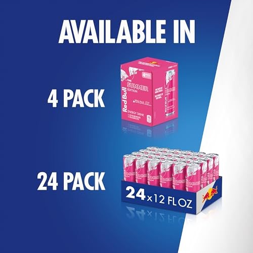 Red Bull Summer Edition Energy Drink, White Peach, 12 Fl. Oz., Case of 24 Cans, with 114mg Caffeine, Taurine & B Vitamins thumbnail