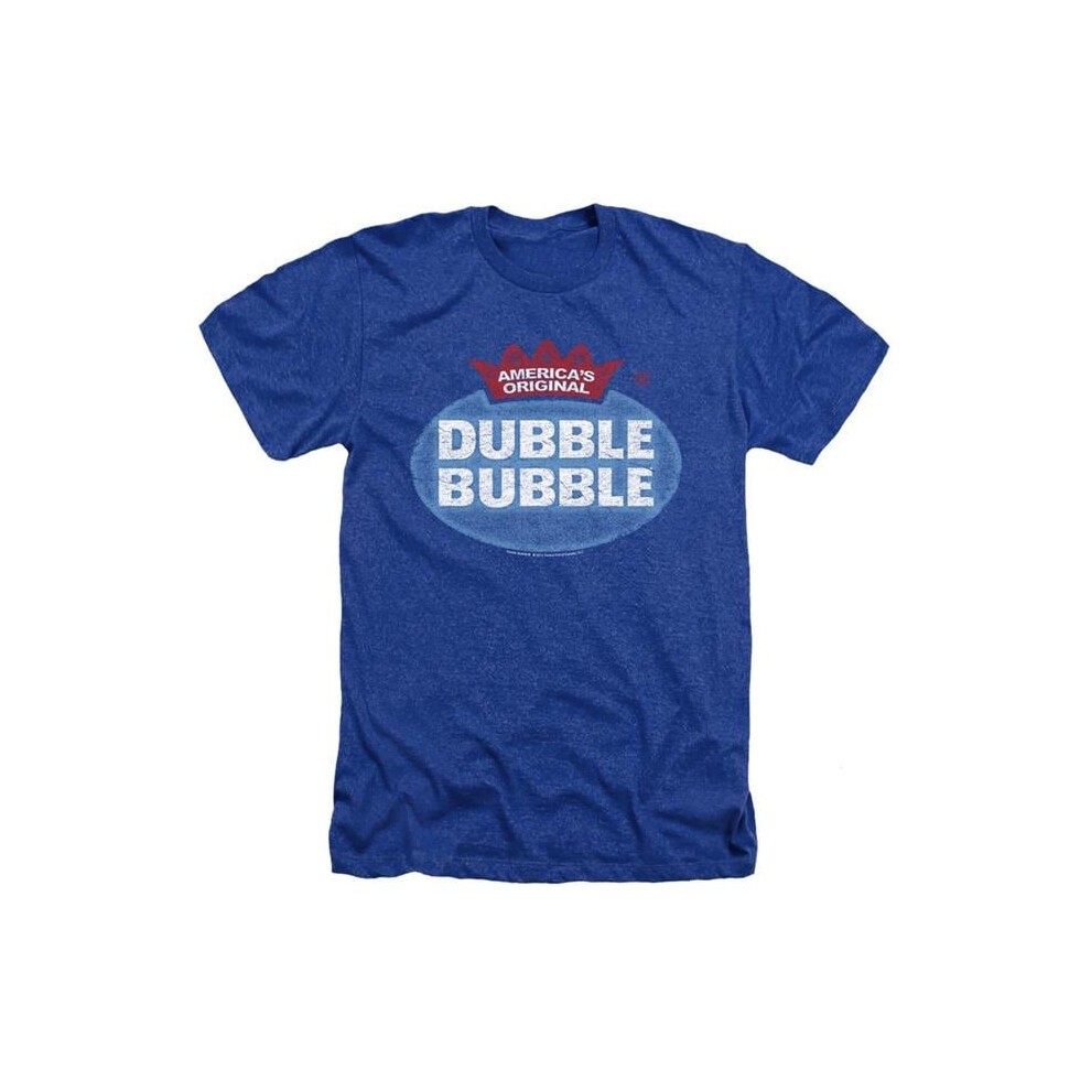 DBL107-HA-6 Dubble Bubble Vintage Logo Adult Regular Fit Heather Short Sleeve T-Shirt, Royal - 3X