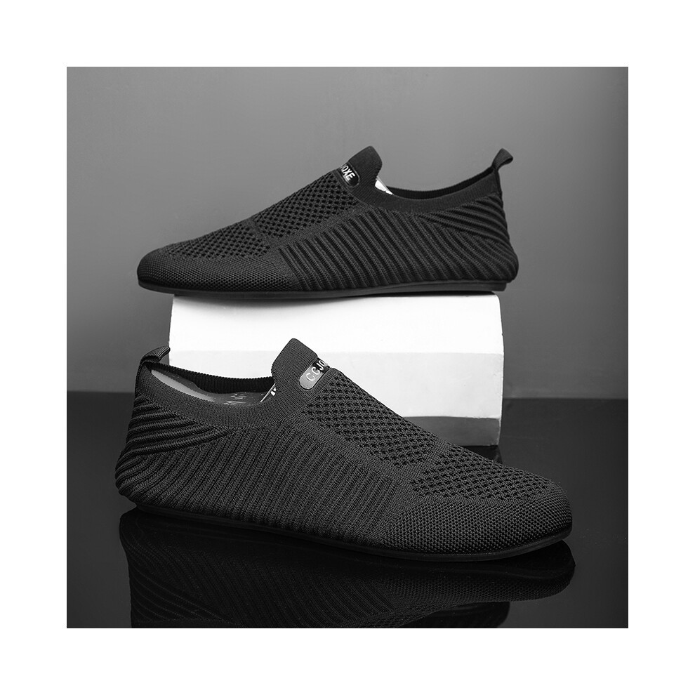 (-5513-Black, 40) MAEDEF Summer Men Slip on Flat Breathable Brown Man Shoes Men's Comfort Soft Sole Casual Shoe Man Slippers Loafers