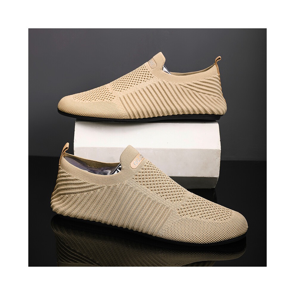 (-5513-Brown, 39) MAEDEF Summer Men Slip on Flat Breathable Brown Man Shoes Men's Comfort Soft Sole Casual Shoe Man Slippers Loafers
