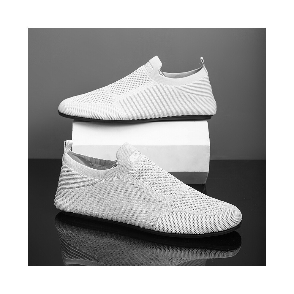 (-5513-Grey, 42) MAEDEF Summer Men Slip on Flat Breathable Brown Man Shoes Men's Comfort Soft Sole Casual Shoe Man Slippers Loafers