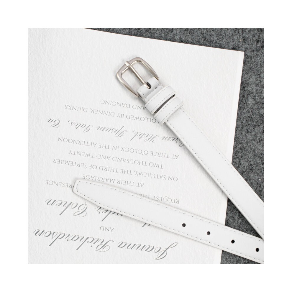 (White 0765) Pu Black Versatile Belt for Women School Style Fashionable for Chic and