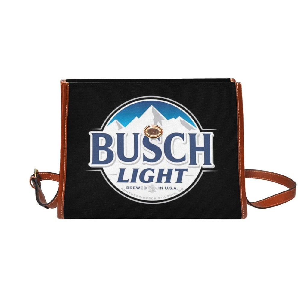 (best Seller of Bush Light_15435) Canvas Crossbody Handbag with Lock Top All Over Print Retro Messenger Bag for Women, Girl Brown Trim & Adjustable Sh thumbnail