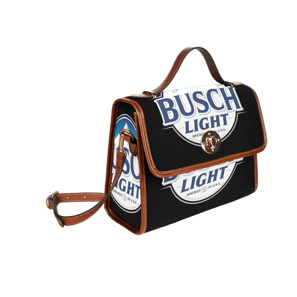 (best Seller of Bush Light_15435) Canvas Crossbody Handbag with Lock Top All Over Print Retro Messenger Bag for Women, Girl Brown Trim & Adjustable Sh thumbnail