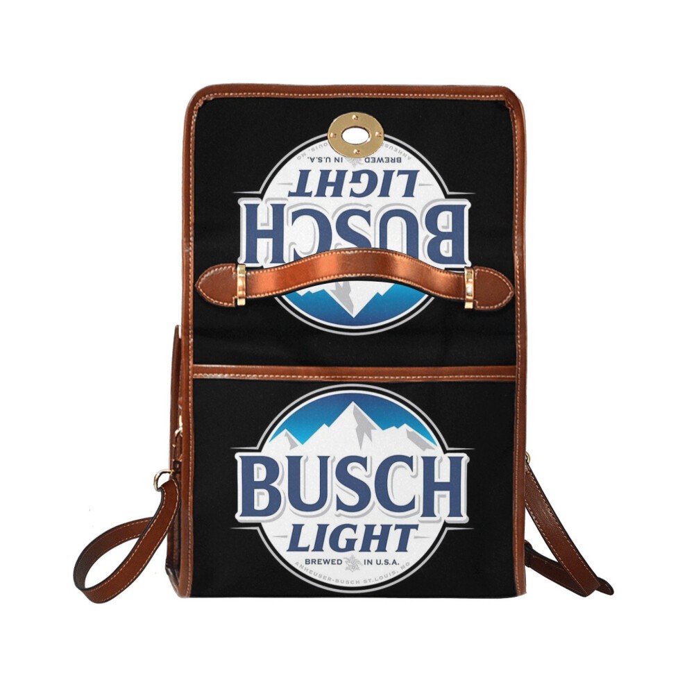 (best Seller of Bush Light_15435) Canvas Crossbody Handbag with Lock Top All Over Print Retro Messenger Bag for Women, Girl Brown Trim & Adjustable Sh thumbnail