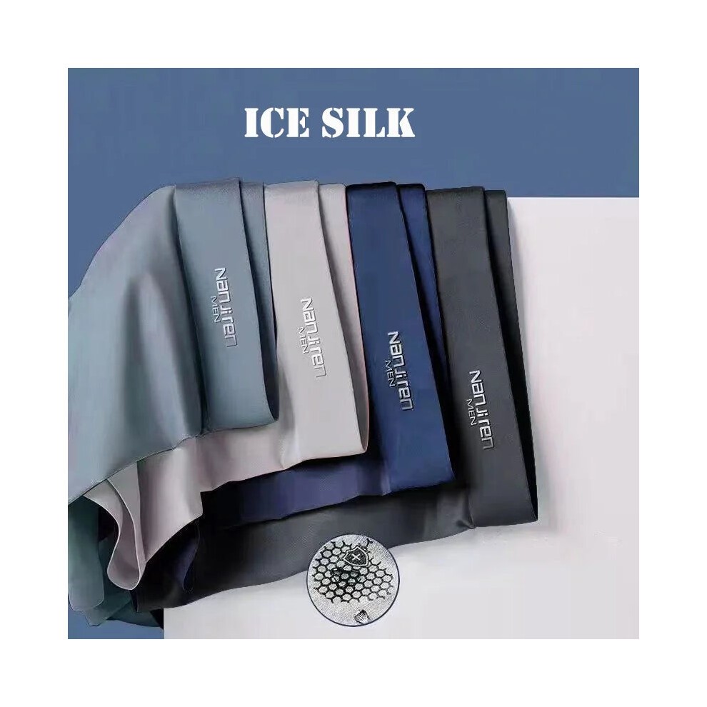 (9905, 4pcs) 4pcs Boxer Shorts Mens Ice Silk Underwear Cool Breathable thumbnail