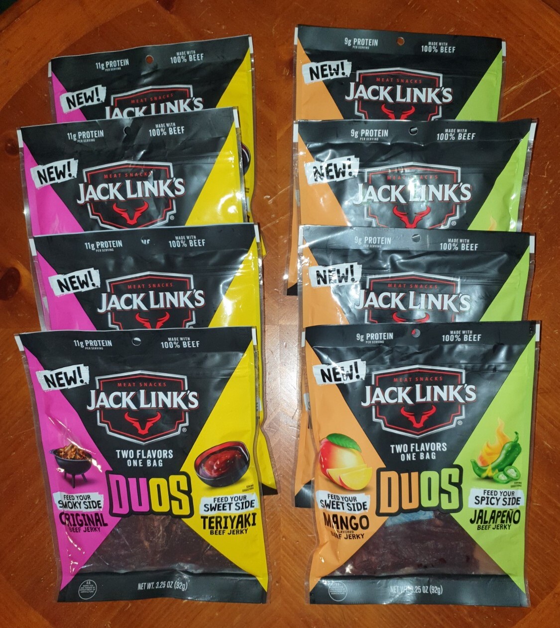 Jack Link's DUOs Jalapeño/Mango & Original/Teriyaki Beef Jerky 3.25oz (8 Count)