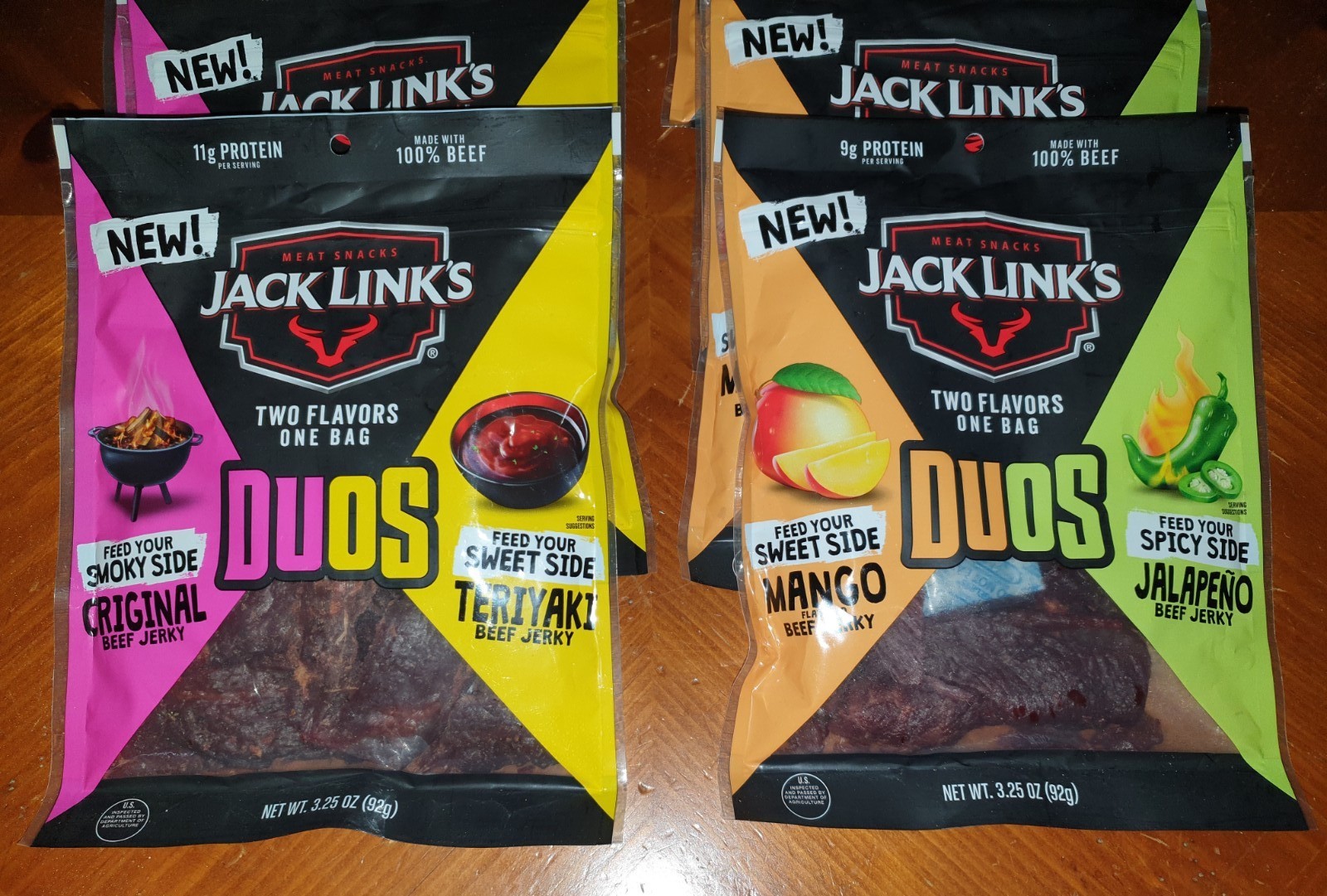 Jack Link's DUOs Jalapeño/Mango & Original/Teriyaki Beef Jerky 3.25oz (8 Count) thumbnail